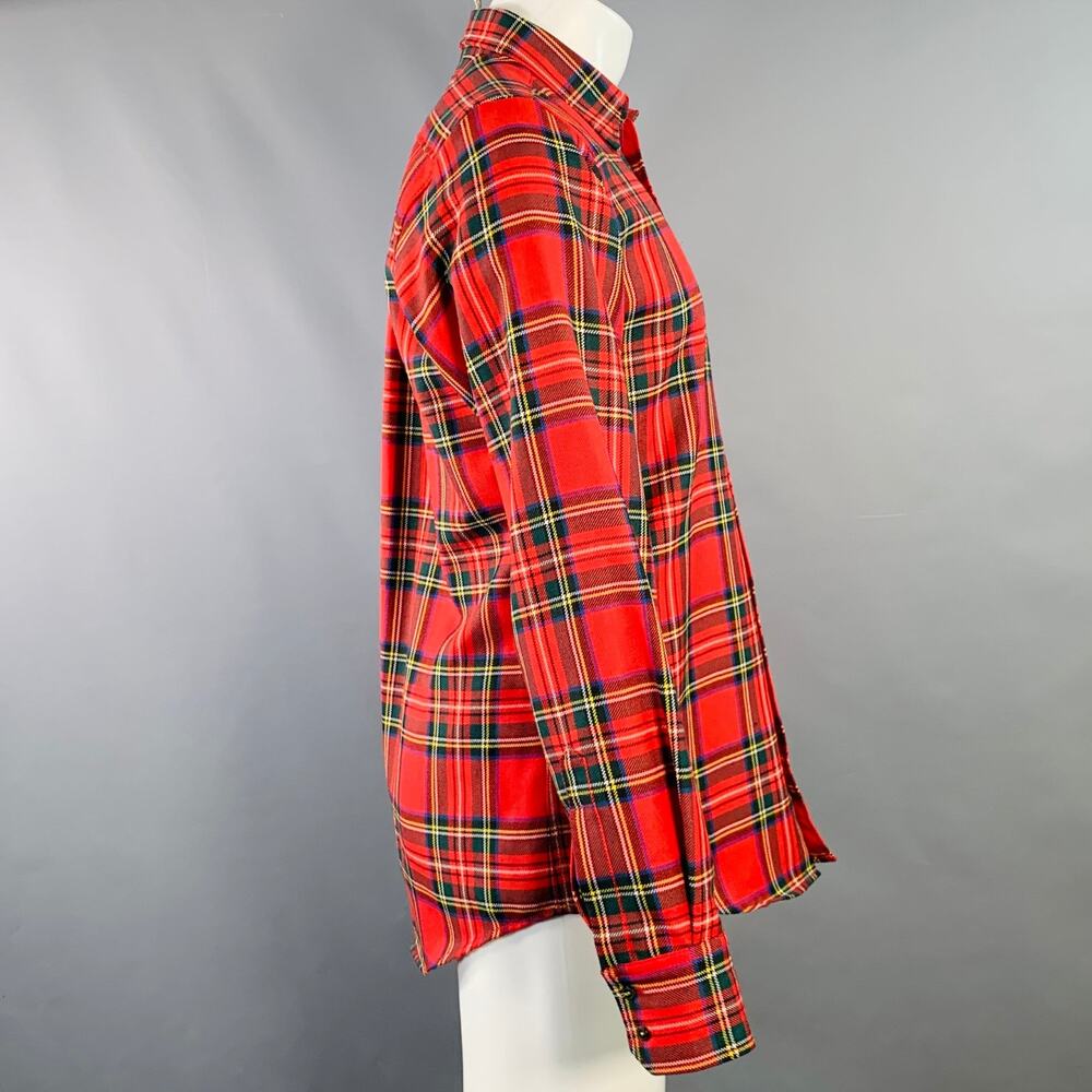 Dsquared2 Size 38 Red Multi Color Plaid Wool Butt… - image 3